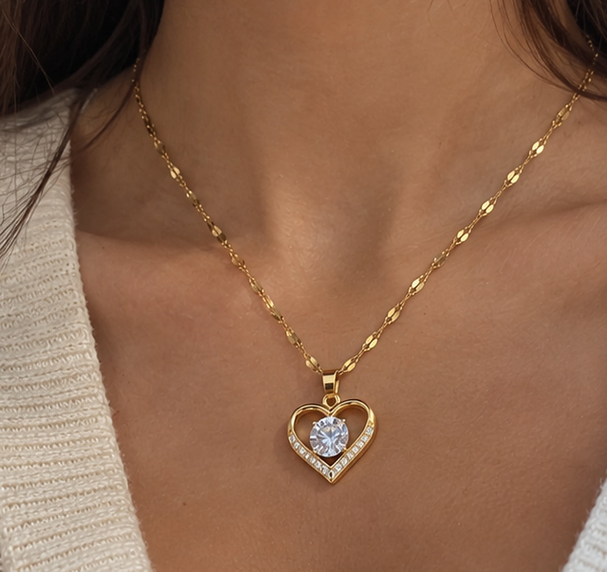 Collar corazón brillante, vista 1