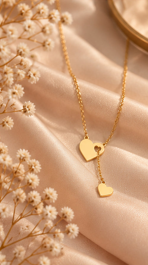 Collar corazón hueco dorado, vista 4